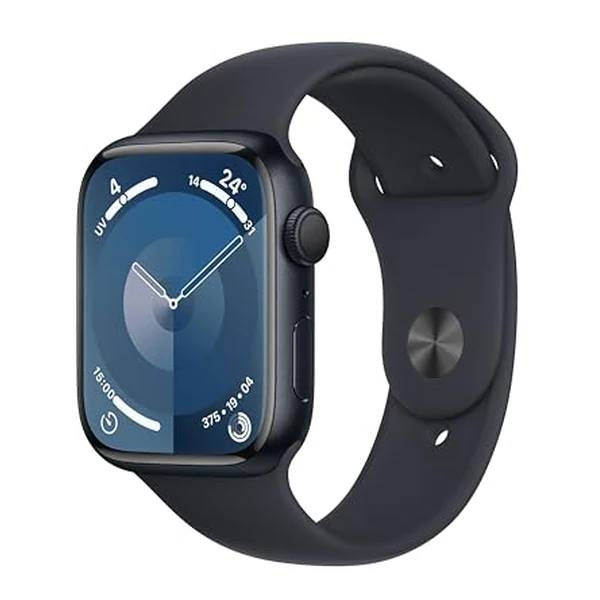 Apple Watch Series 9 (45 mm GPS) Smartwatch avec boîtier Aluminium et Bracelet Sport Minuit (M/L). Suivi de l’activité Physique, apps Oxygène sanguin et ECG, écran Retina Toujours activé