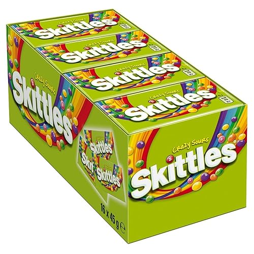 Skittles Crazy Sours, Bonbons Fruités à Mâcher, 16 Paquets de