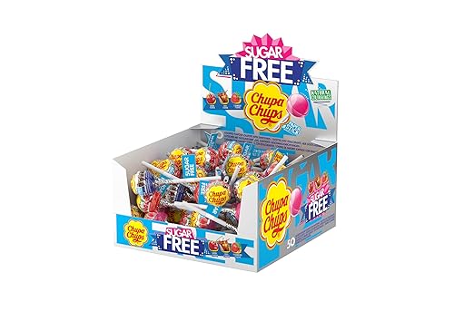 Lot de 50 bonbons Chupa Chups Sugar Free Lolly, aux