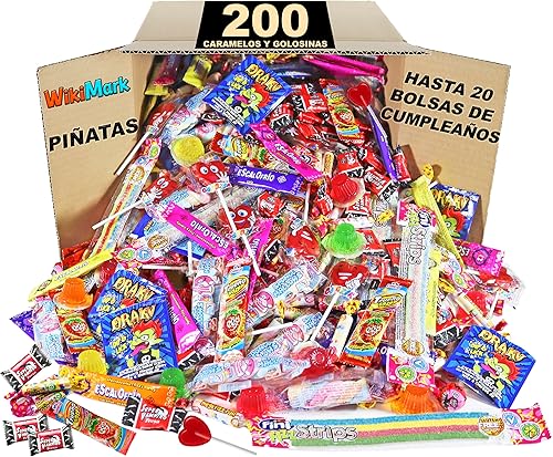 WikiMark Méga pack de 200 friandises et bonbons - Sans