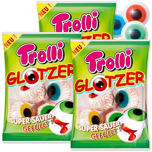 PartyMarty Trolli Glotzer Lot de 12 bonbons, le plaisir fruité