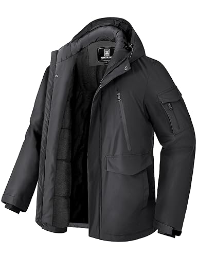 Pioneer Camp Manteau Homme Hiver Imperméable Doublé Polaire Chaud Veste