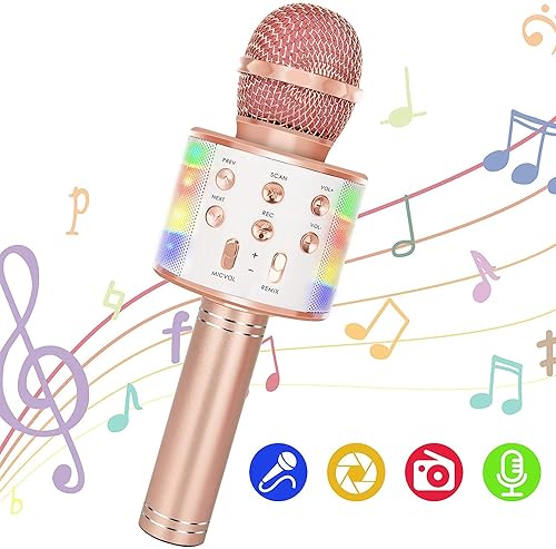 Appareil de karaoké portable 5 en 1 avec microphone sans