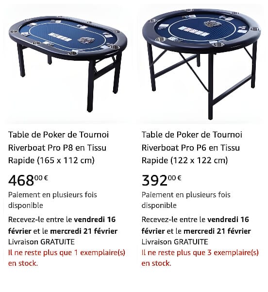 table de poker professionnel haute de gamme 8 joueurs