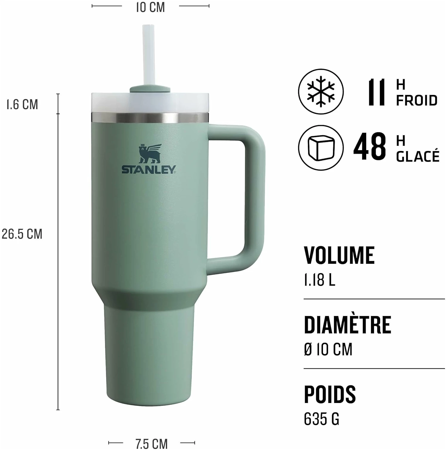 Gourde Stanley Quencher H2.0 1.2L Mug Isotherme avec Paille – Image 2