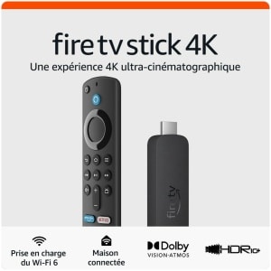 Amazon Fire TV Stick 4K | Appareil de streaming avec prise en charge du Wi-Fi 6 et des technologies Dolby Vision/Atmos et HDR10+
