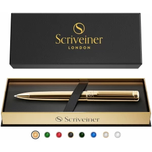 Stylo à Bille Finition Or 24 Carats Rechargeable et Rétractable