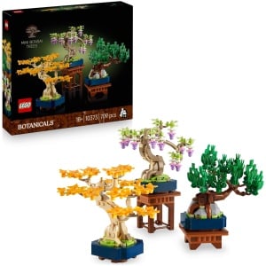 LEGO Botanicals Mini Bonsaïs - Set de Construction pour Adulte - 3 Plantes Artificielles avec Supports : Ginkgo, Pin Noir & Glycine - Maquette DYI pour Décoration Intérieure - Cadeau Original 10373