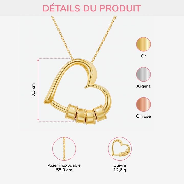 Collier Personnalisé AutoCadeau Maman Mamie Cœur Prénom – Image 3