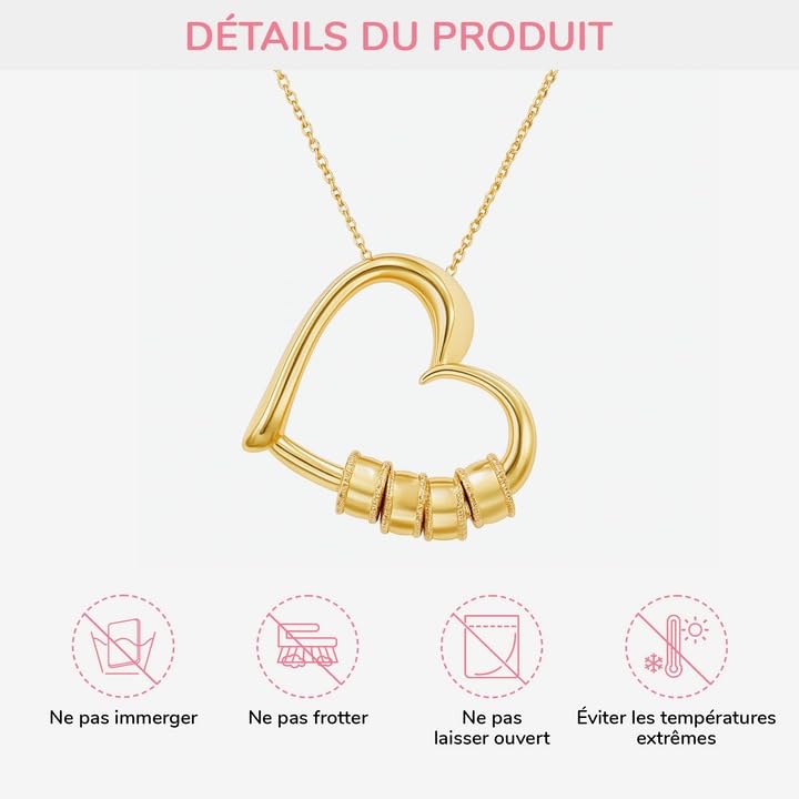 Collier Personnalisé AutoCadeau Maman Mamie Cœur Prénom – Image 4