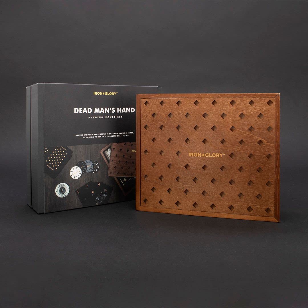 Ensemble de Poker de Luxe Iron & Glory dans Boîte en Bois avec Jetons Personnalisés – Image 7