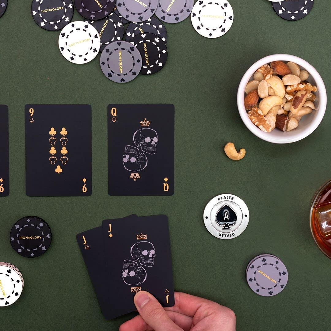 Ensemble de Poker de Luxe Iron & Glory dans Boîte en Bois avec Jetons Personnalisés – Image 6