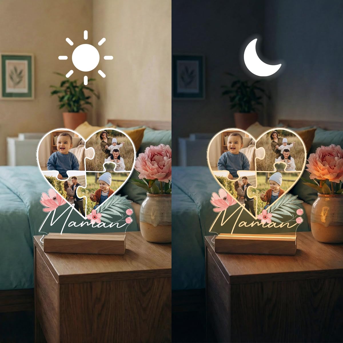 Lampe Photo Personnalisée Maman AutoCadeau avec Socle au Choix – Image 3