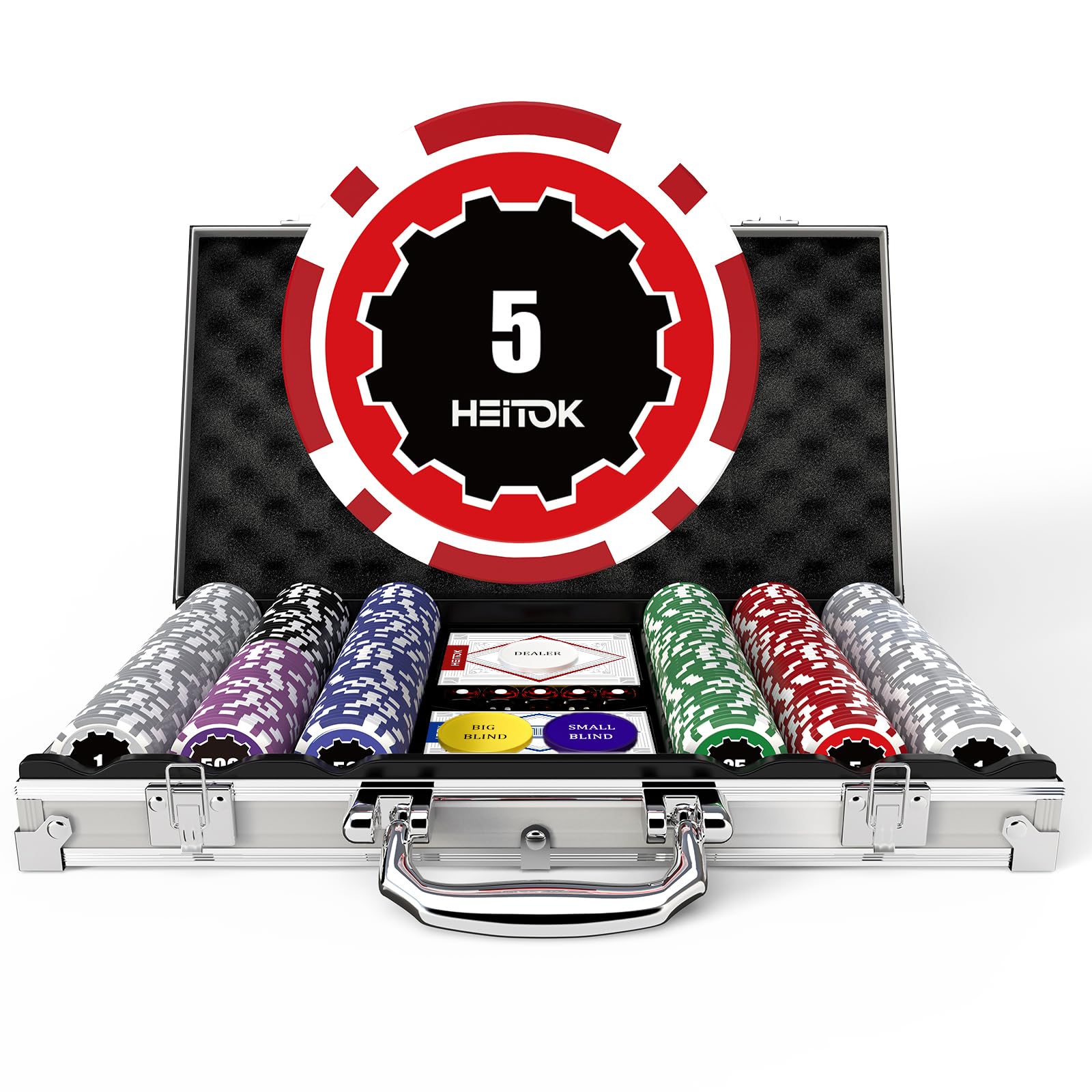 Mallette de Poker AutoCadeau Professionnelle 300 Jetons Numérotés 11,5g avec Insert Métal