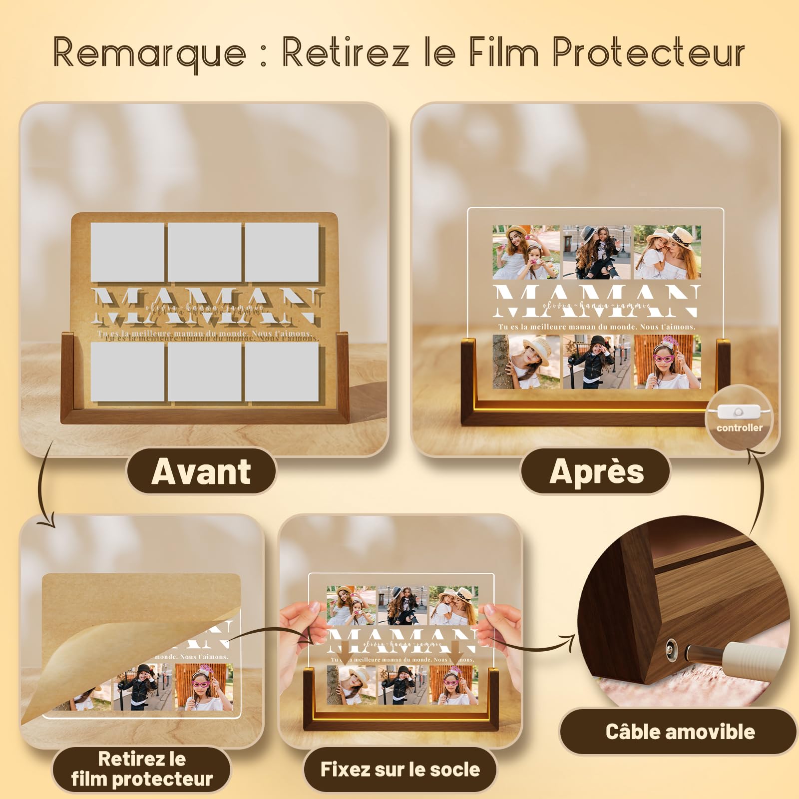 Cadre Photo Lampe Personnalisée AutoCadeau pour Maman – Image 5