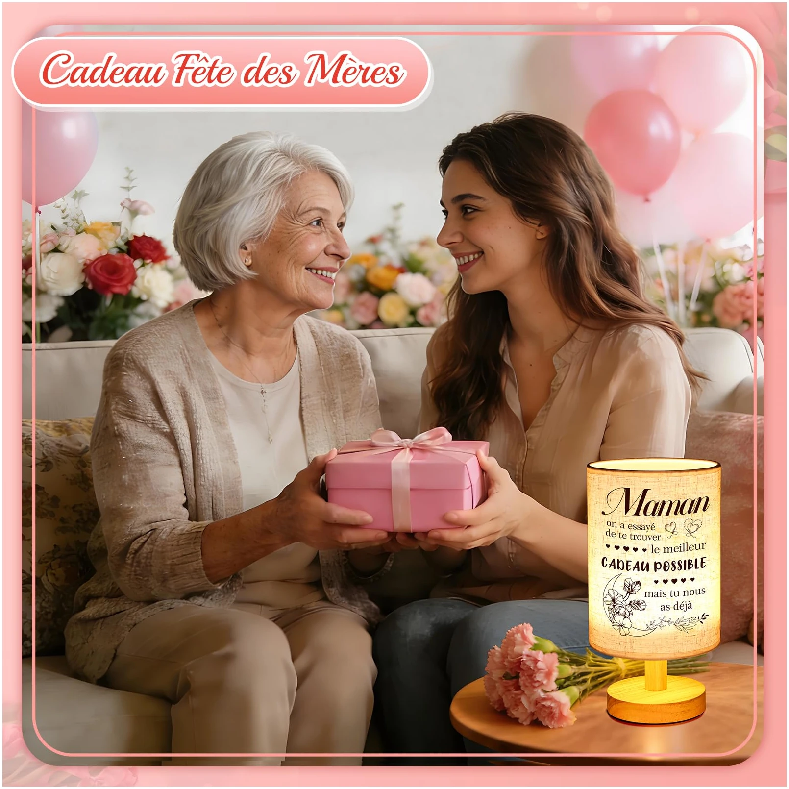 Lampe de Table Personnalisée AutoCadeau pour Mamie Grand-mère – Image 2