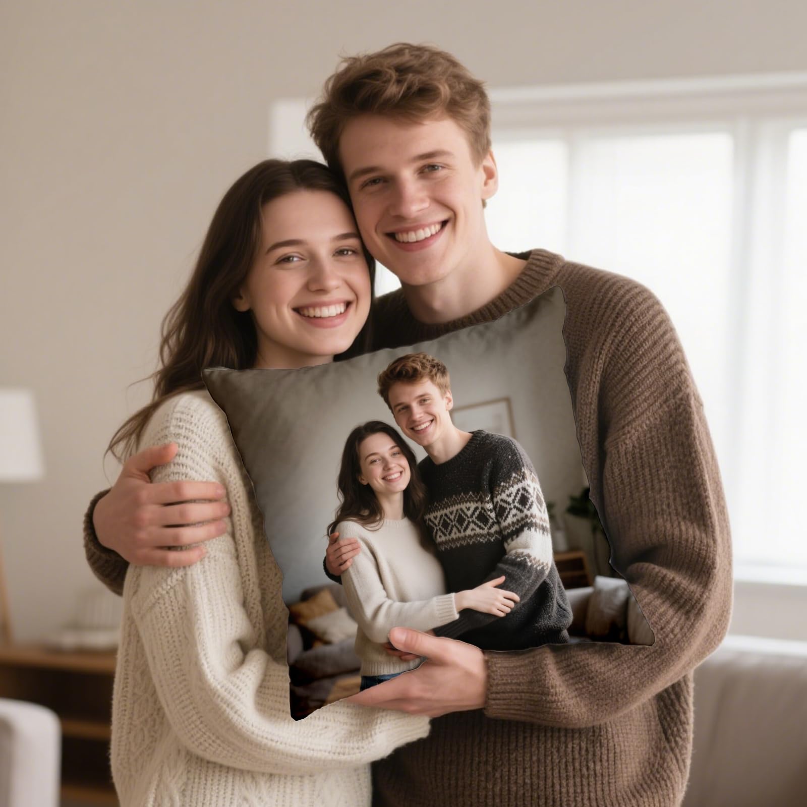 Coussin Photo Personnalisé Double Face AutoCadeau Taie d'Oreiller avec Texte – Image 6