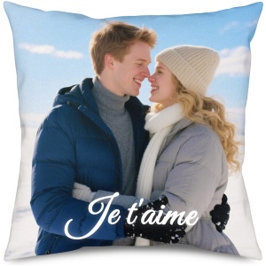 Coussin Photo Personnalisé Double Face AutoCadeau Taie d'Oreiller avec Texte