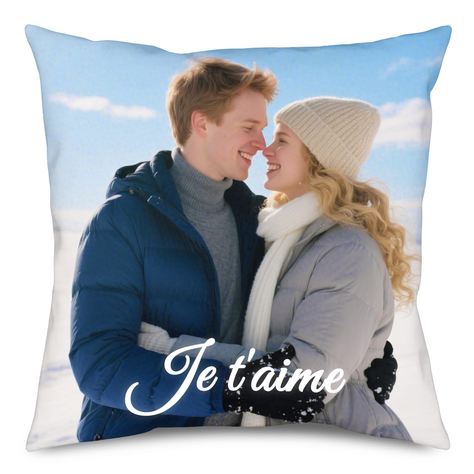 Coussin Photo Personnalisé Double Face AutoCadeau Taie d'Oreiller avec Texte