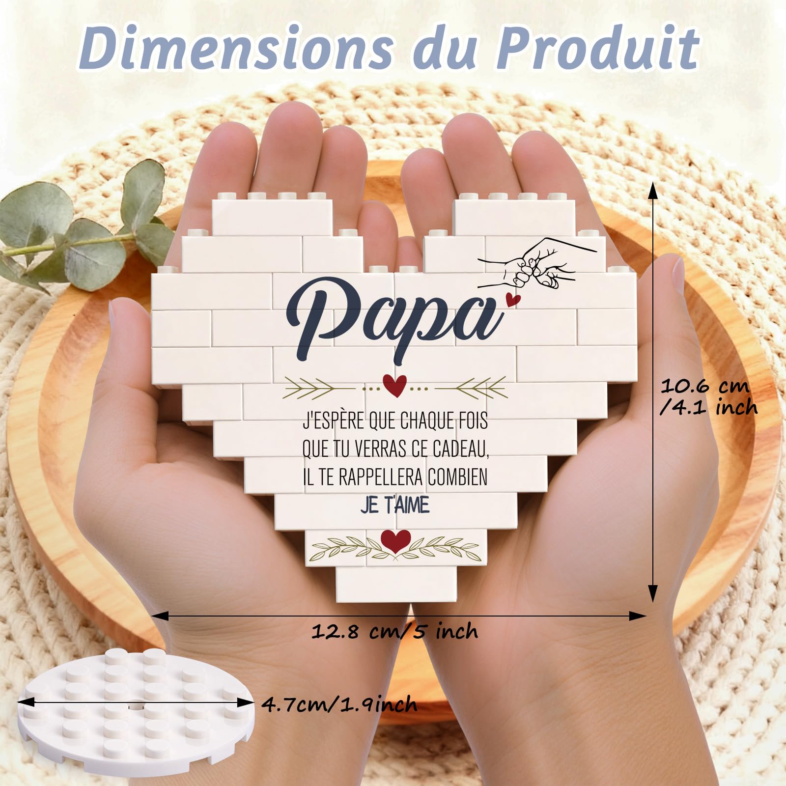 Plaque Cœur Personnalisée AutoCadeau pour Papa – Image 3