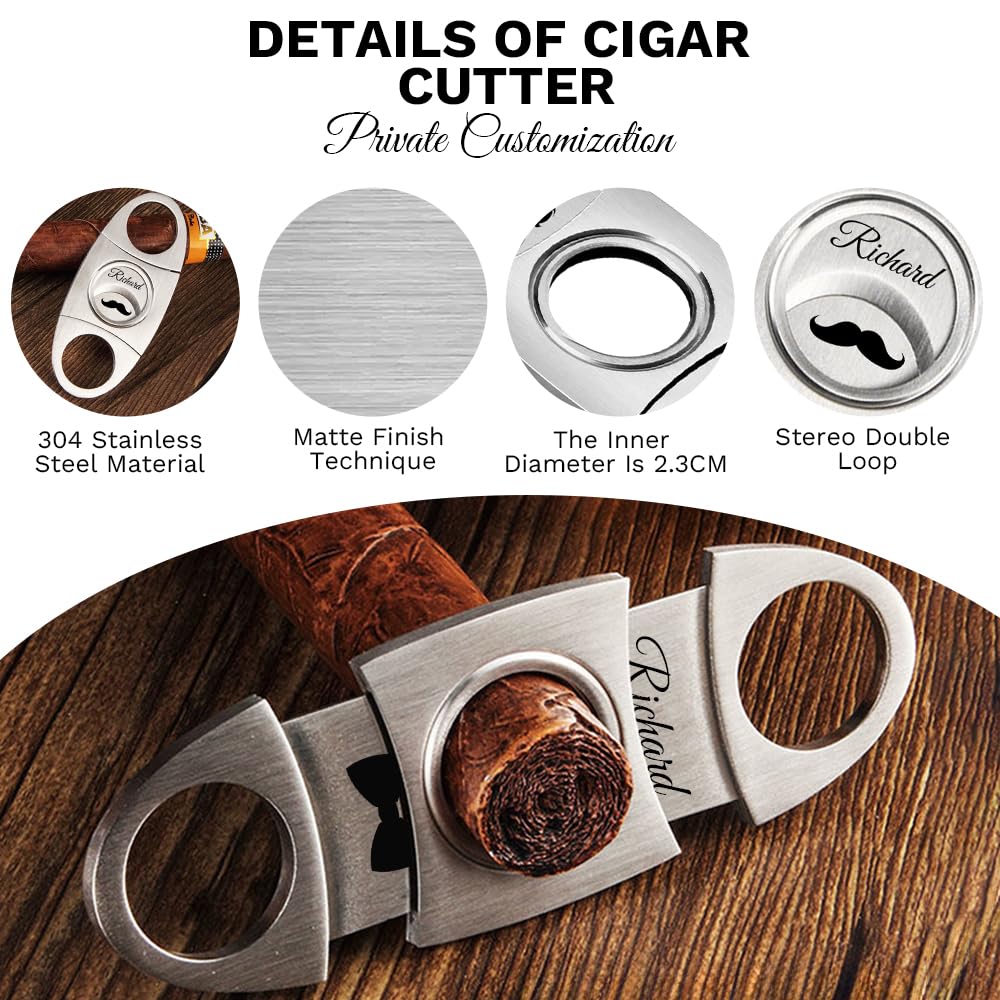 Étui à cigares personnalisé AutoCadeau avec coupe-cigares en cuir brun – Image 4