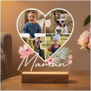 Lampe Photo Personnalisée Maman AutoCadeau avec Socle au Choix