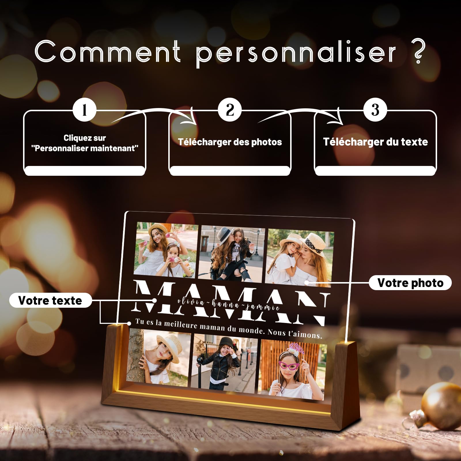 Cadre Photo Lampe Personnalisée AutoCadeau pour Maman – Image 4