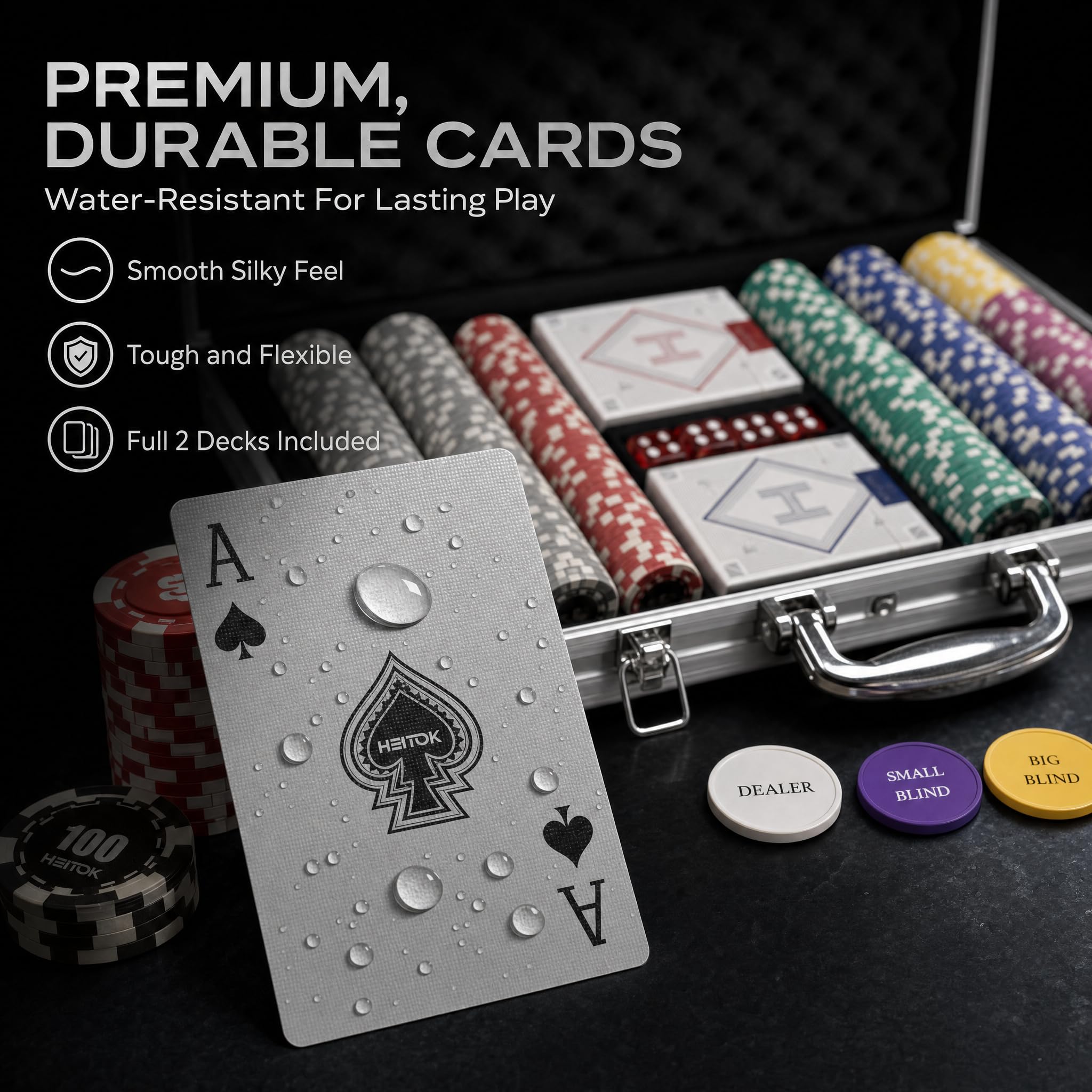 Mallette de Poker AutoCadeau Professionnelle 300 Jetons Numérotés 11,5g avec Insert Métal – Image 5