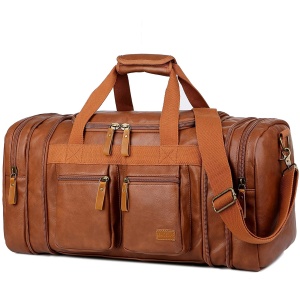Sac de Voyage AutoCadeau en Cuir PU Marron Homme Femme Week-end HB-21