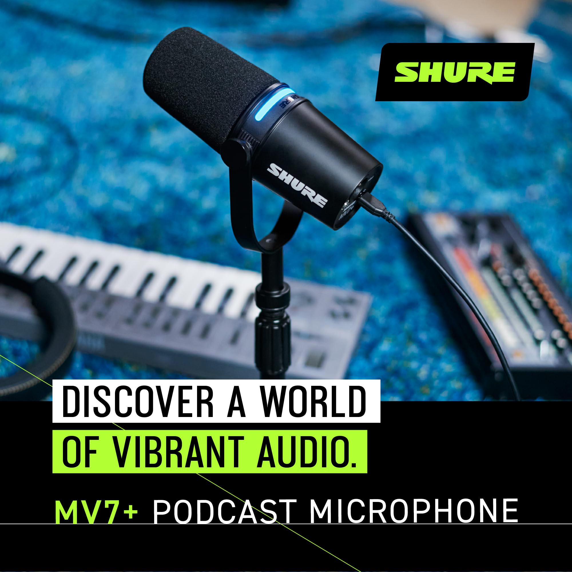Microphone Shure MV7+ AutoCadeau Podcast USB-C XLR Noir – Image 6