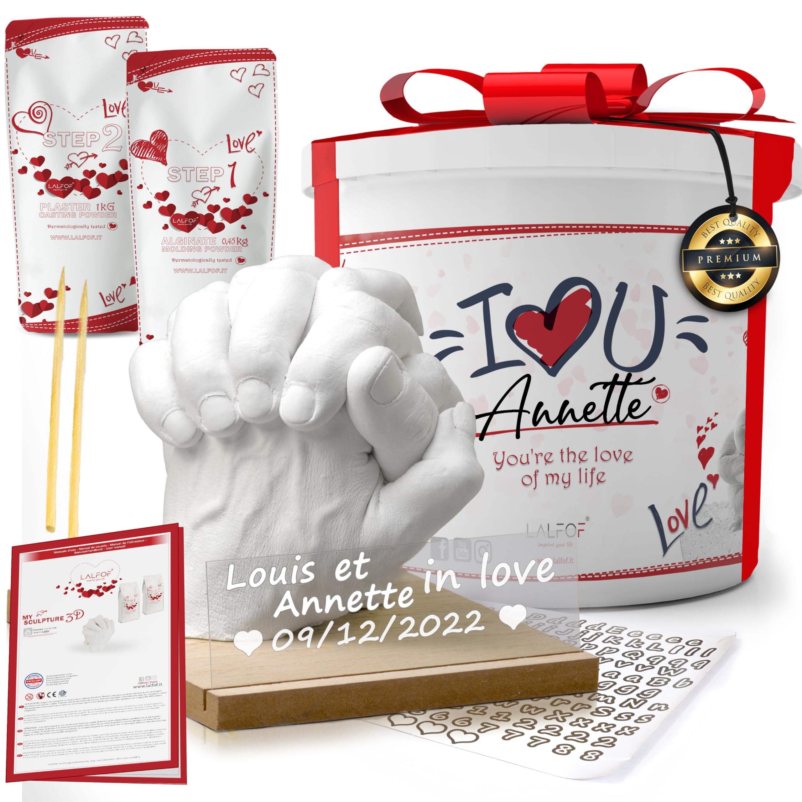 Kit Moulage Main Couple AutoCadeau Personnalisé avec Prénom