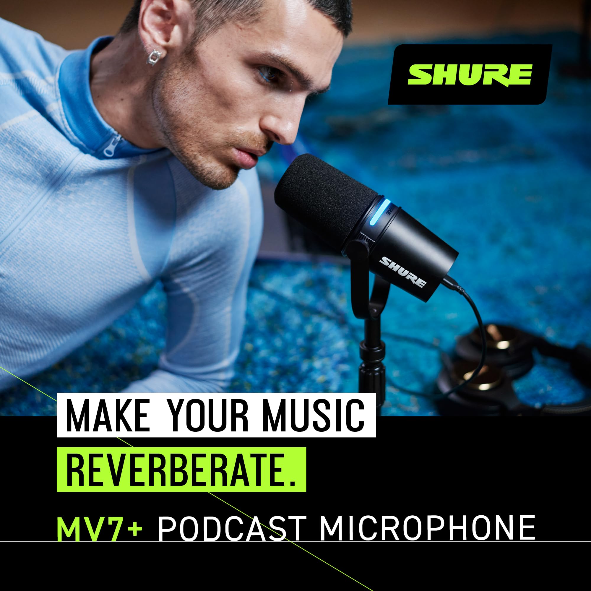 Microphone Shure MV7+ AutoCadeau Podcast USB-C XLR Noir – Image 5