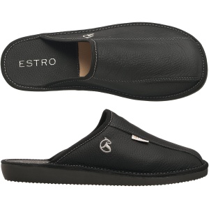 Mules Homme Cuir Laine ESTRO AutoCadeau Chaussons Hommes Pantoufles Semelle Inoubliable