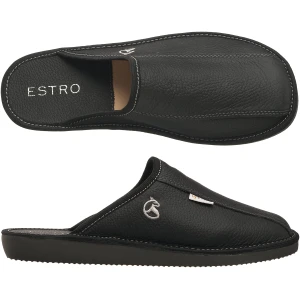 Mules Homme Cuir Laine ESTRO AutoCadeau Chaussons Hommes Pantoufles Semelle Inoubliable