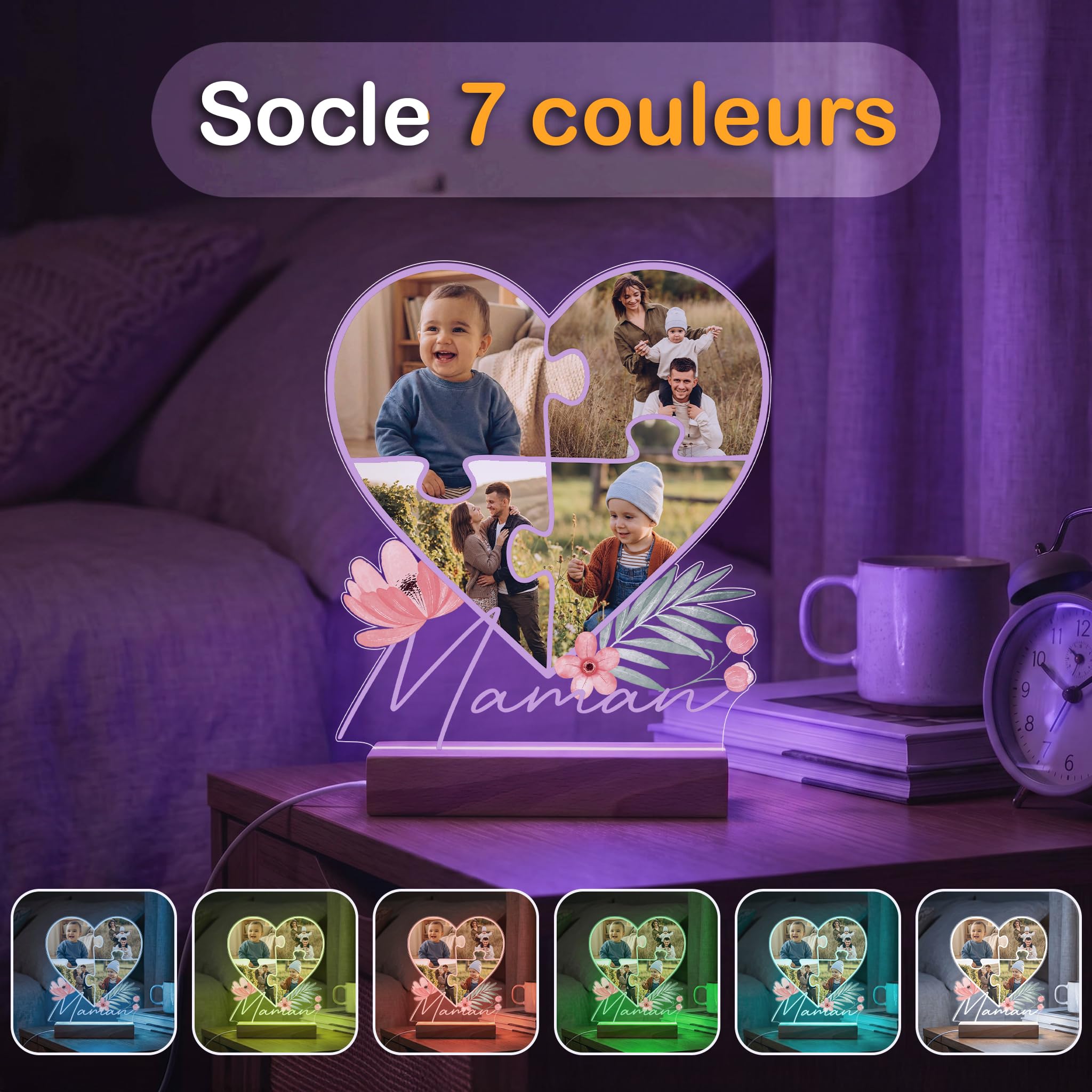 Lampe Photo Personnalisée Maman AutoCadeau avec Socle au Choix – Image 5