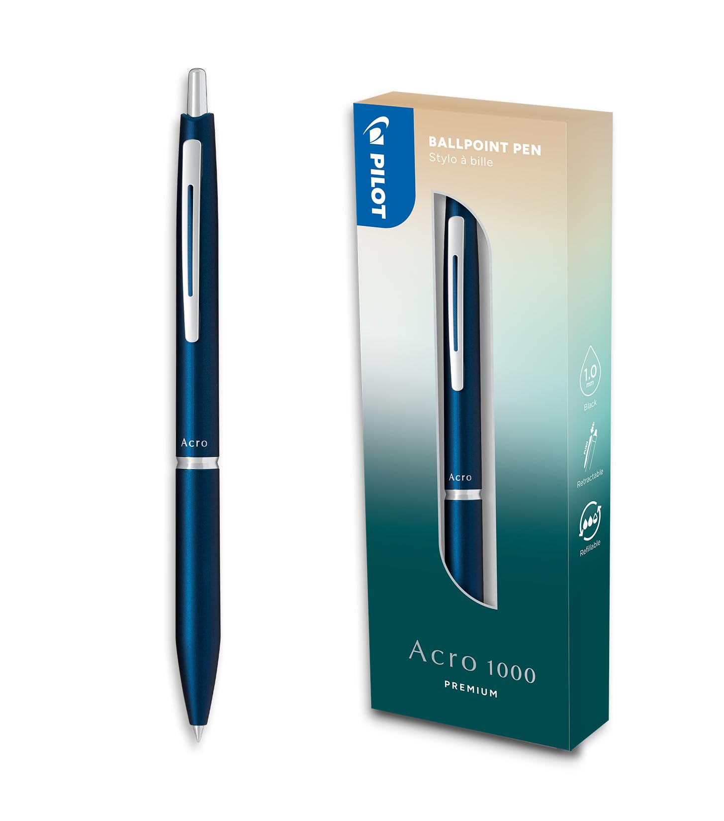 Stylo bille premium Acro 1000 AutoCadeau coffret bleu marine