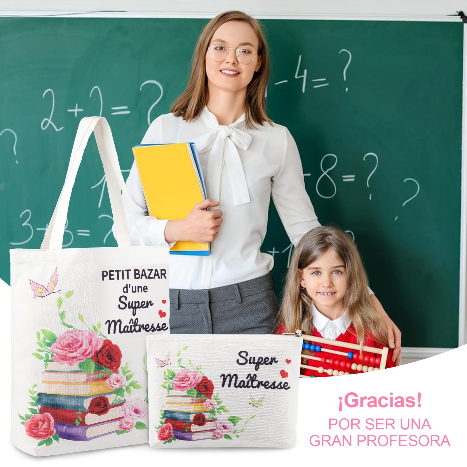 Tote Bag Personnalisé AutoCadeau Merci Maîtresse Fin d'Année – Image 7