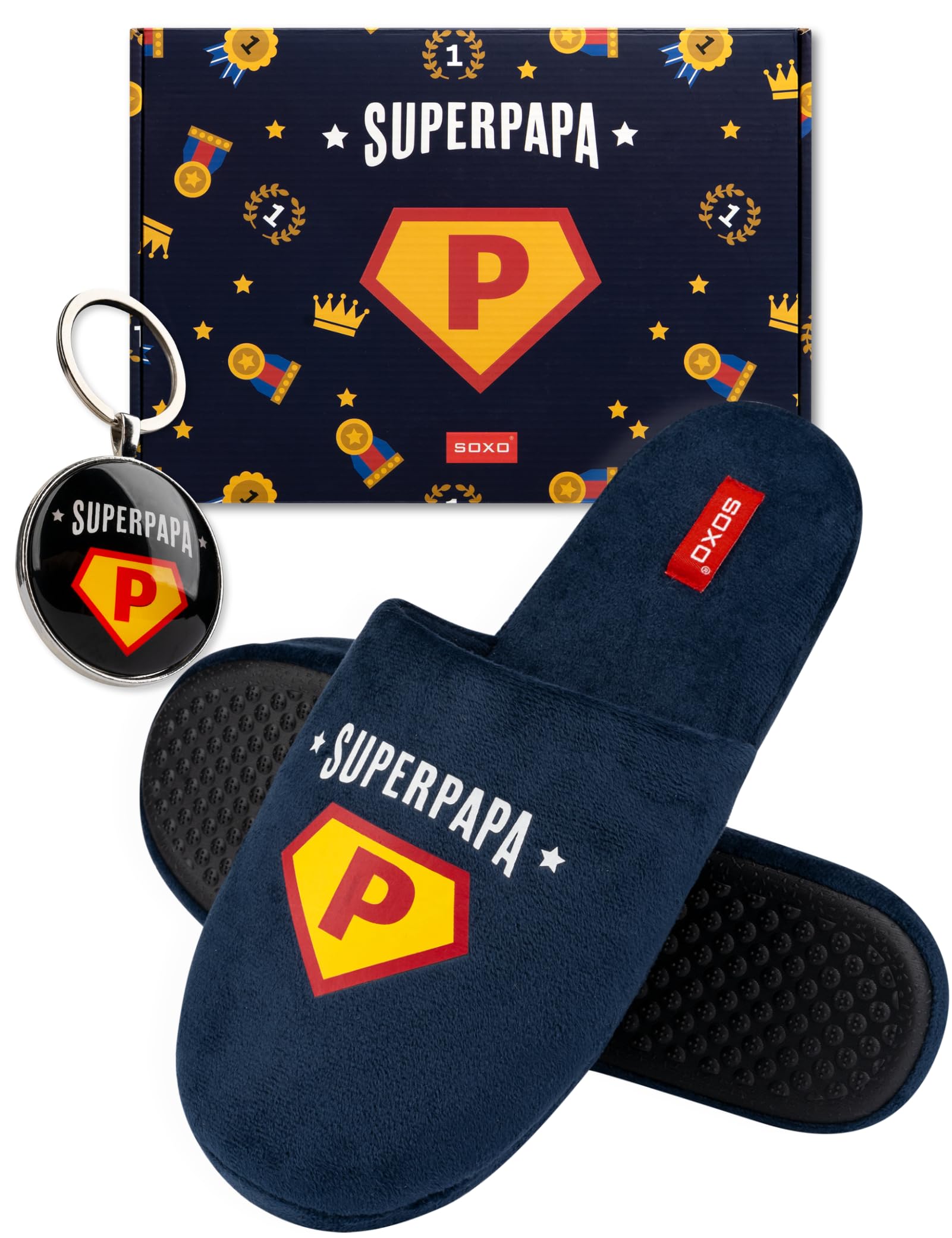 Chausson Homme Super Papa AutoCadeau Pantoufle Fantaisie Humour