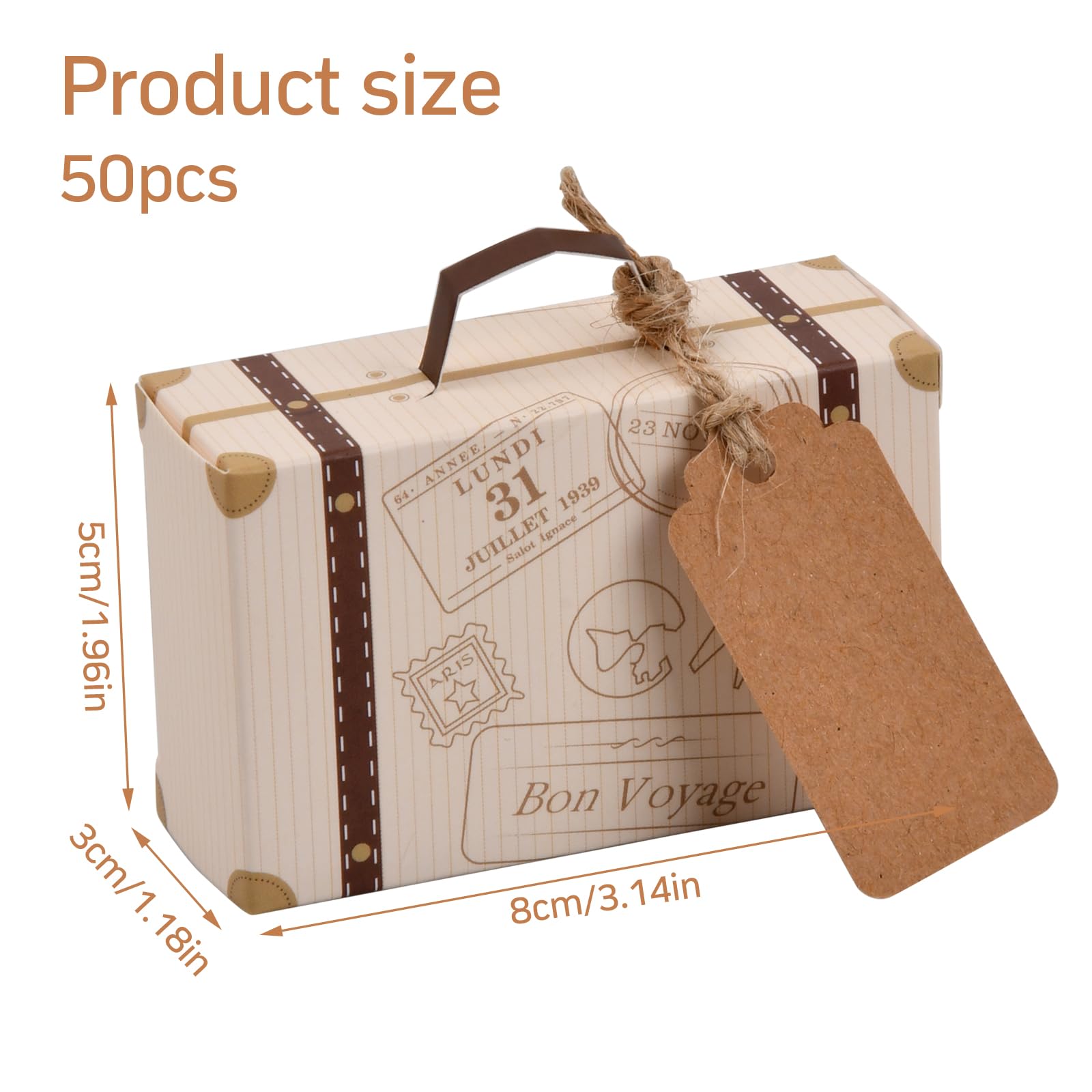 Coffret Cadeau AutoCadeau Mini Boîtes à Bonbons Vintage en Forme de Valise – Image 2