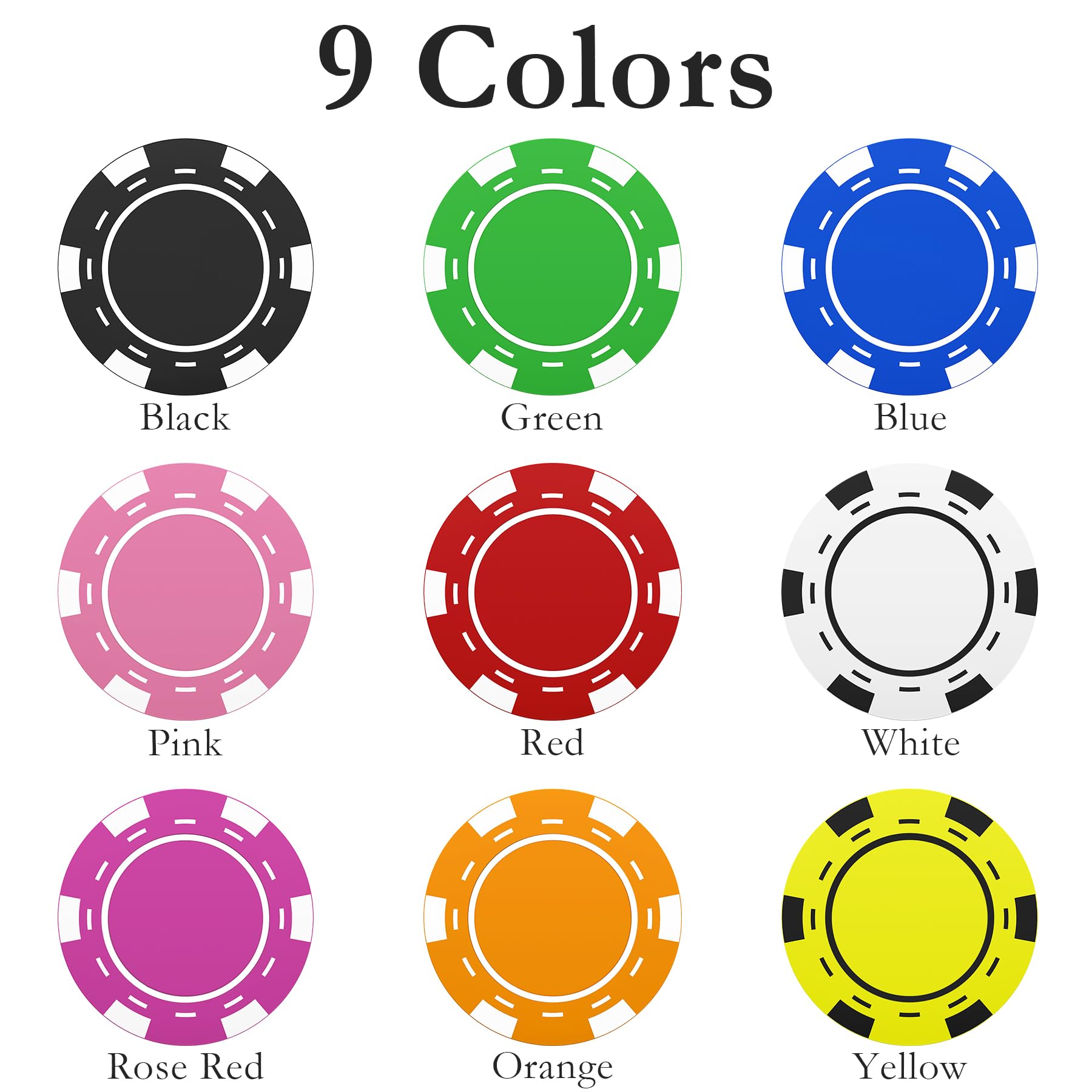 Lot de 100 jetons de poker personnalisés AutoCadeau 9 couleurs – Image 3