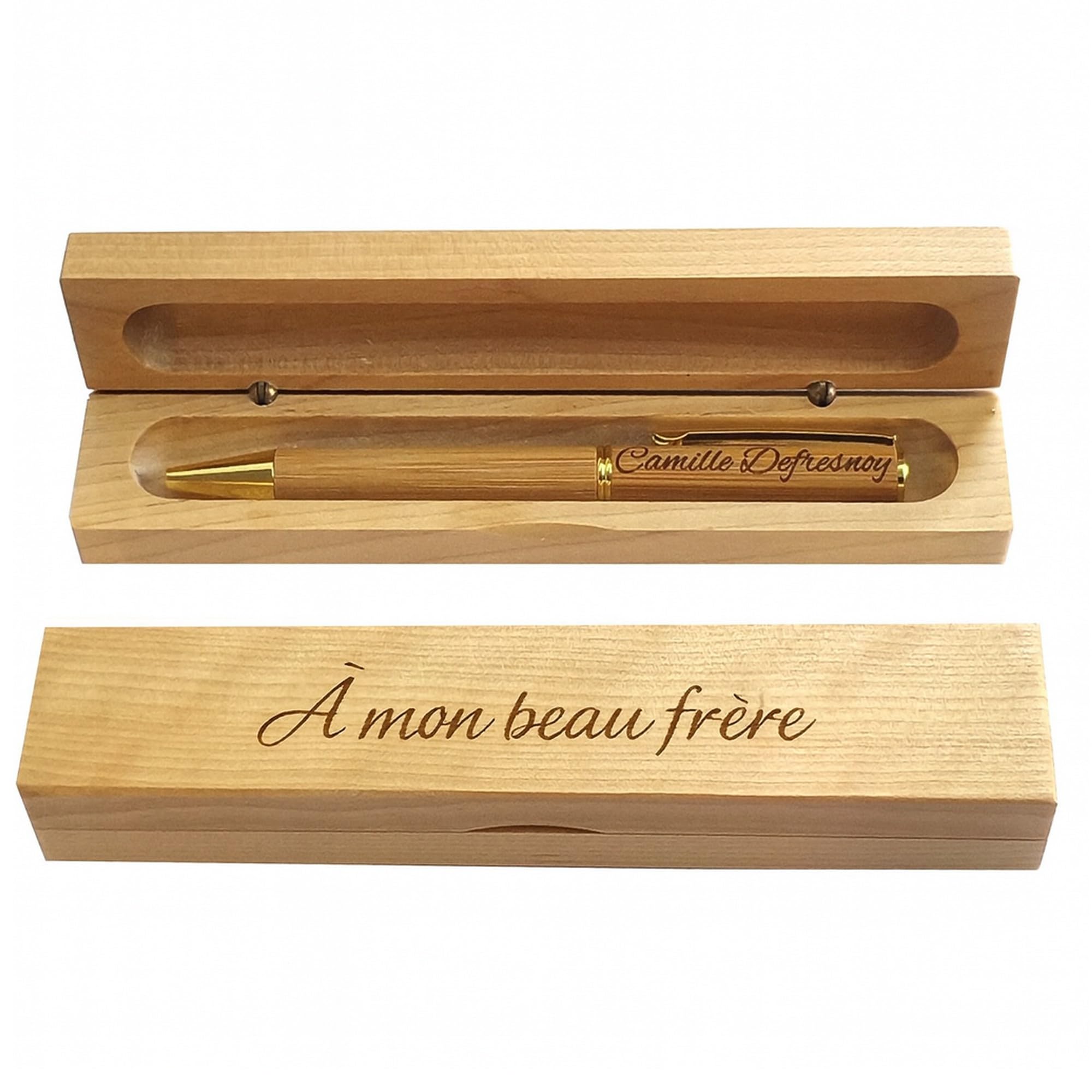Stylo Personnalisé AutoCadeau avec Gravure Prénom et Coffret Bois Gravé – Image 3