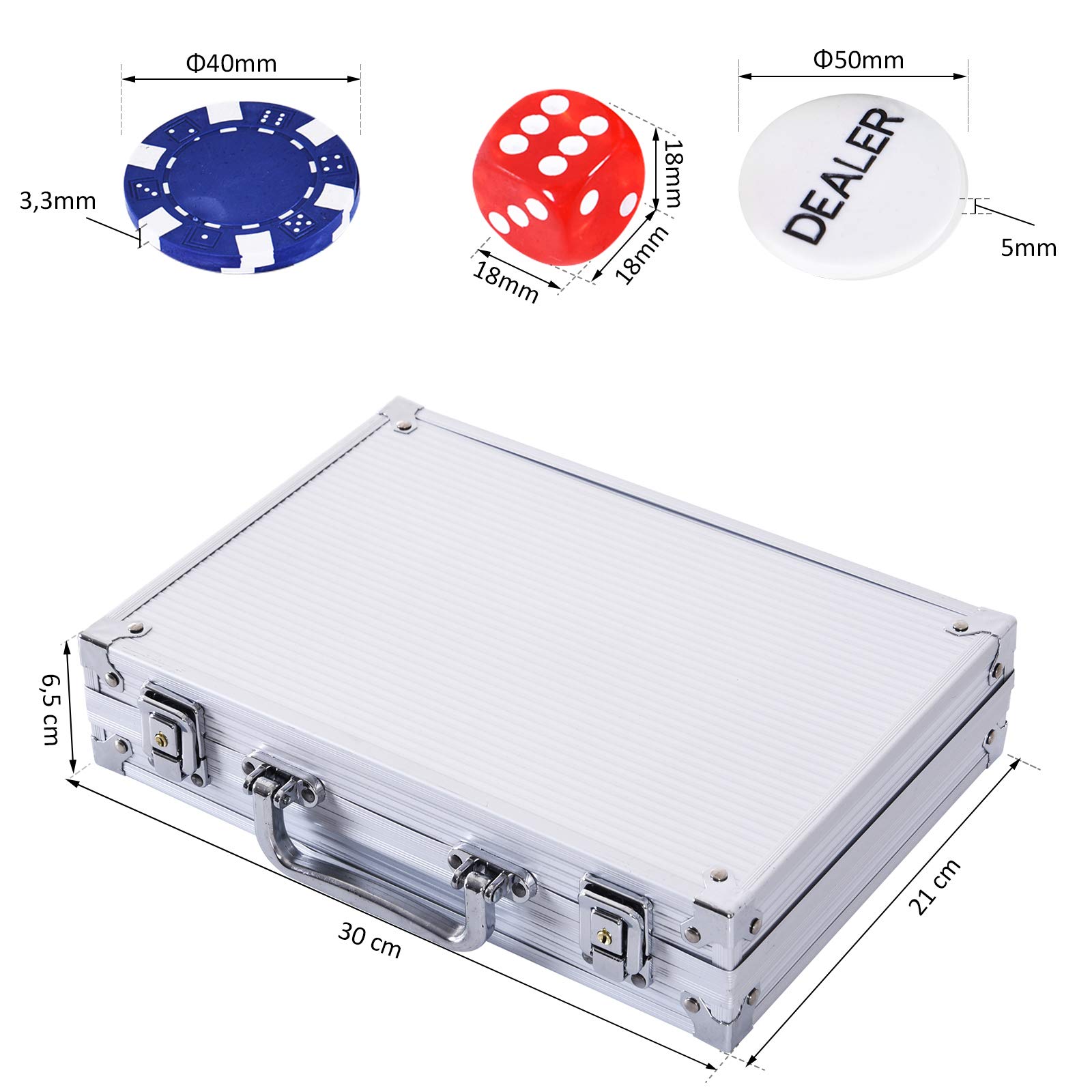 Mallette de Poker AutoCadeau Coffret Complet 200 Jetons Aluminium – Image 7