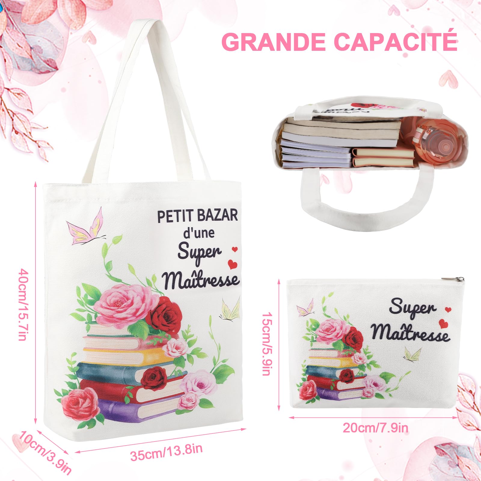 Tote Bag Personnalisé AutoCadeau Merci Maîtresse Fin d'Année – Image 4