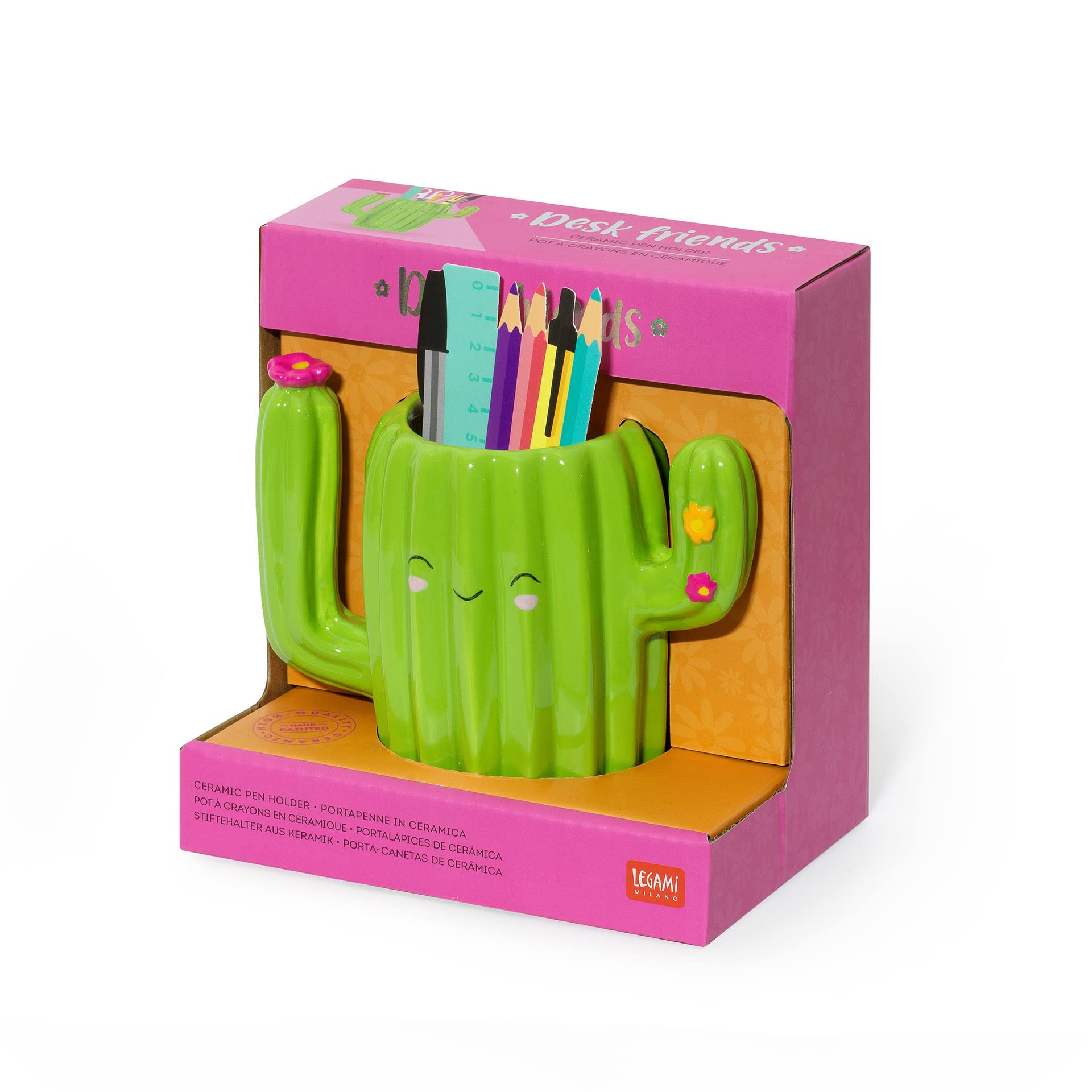 Porte-stylos en céramique LEGAMI Cactus Desk Friends peint à la main – Image 4