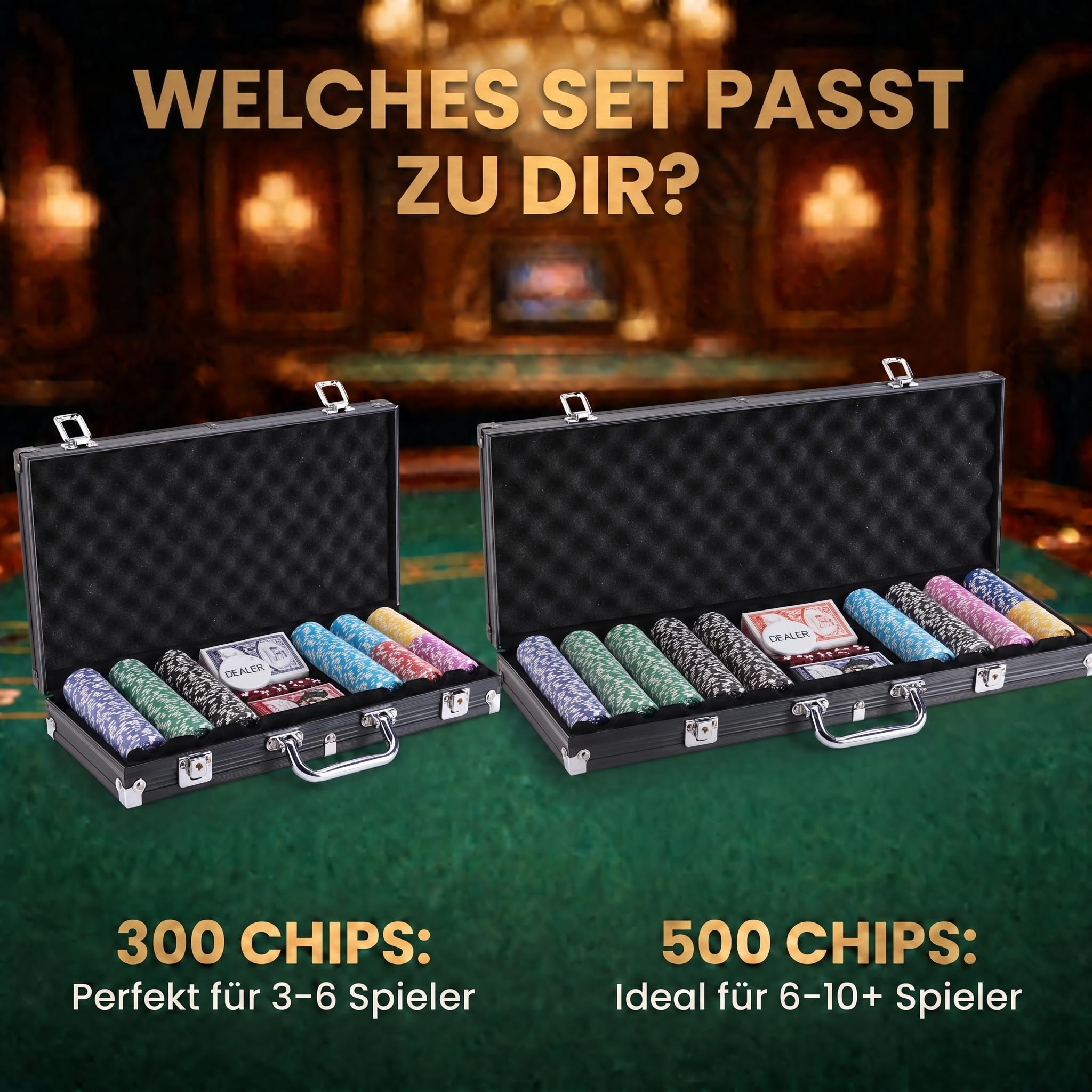 Mallette de Poker Profi Pokerset AutoCadeau 300 Jetons Noir – Image 7
