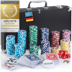 Mallette de Poker Profi Pokerset AutoCadeau 300 Jetons Noir