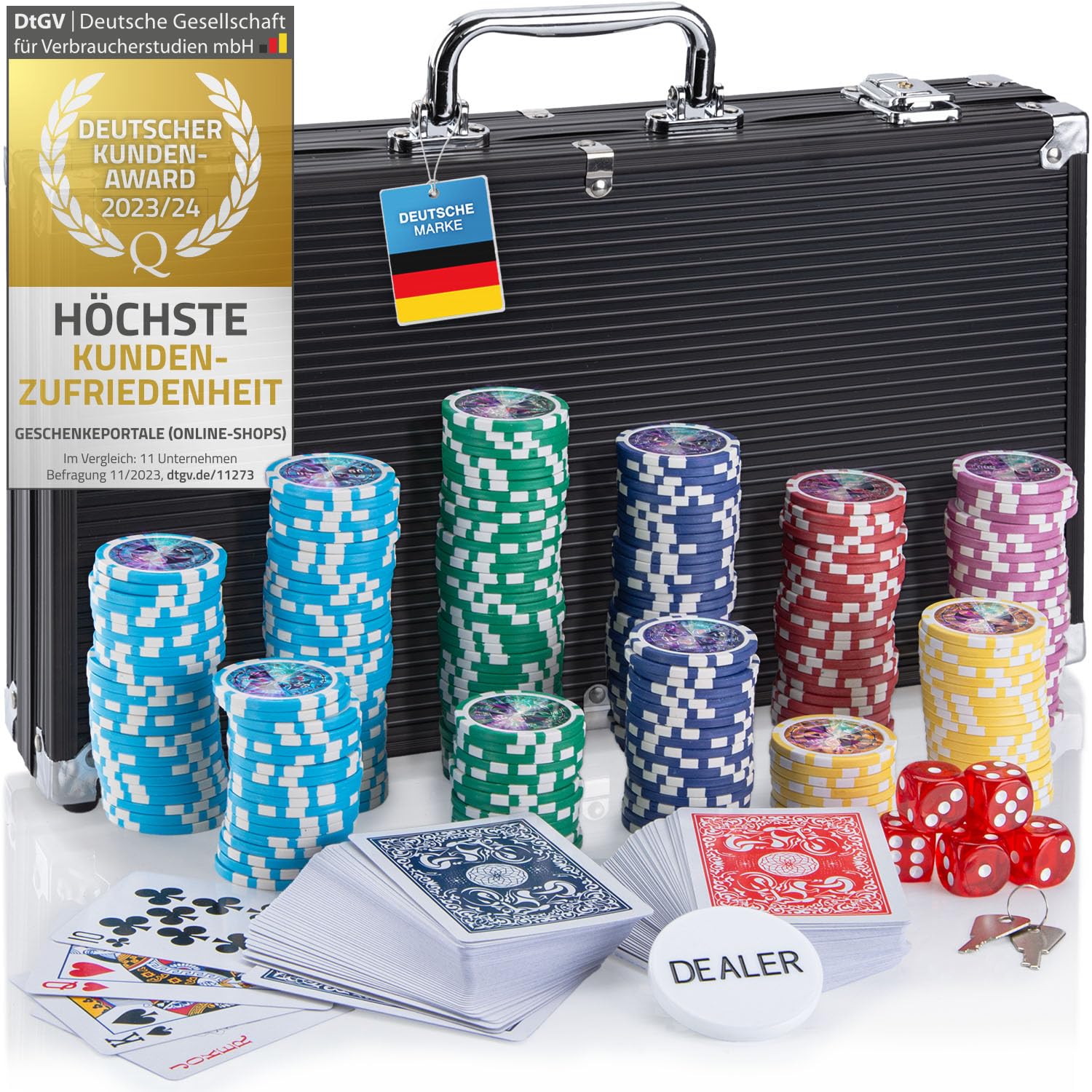 Mallette de Poker Profi Pokerset AutoCadeau 300 Jetons Noir