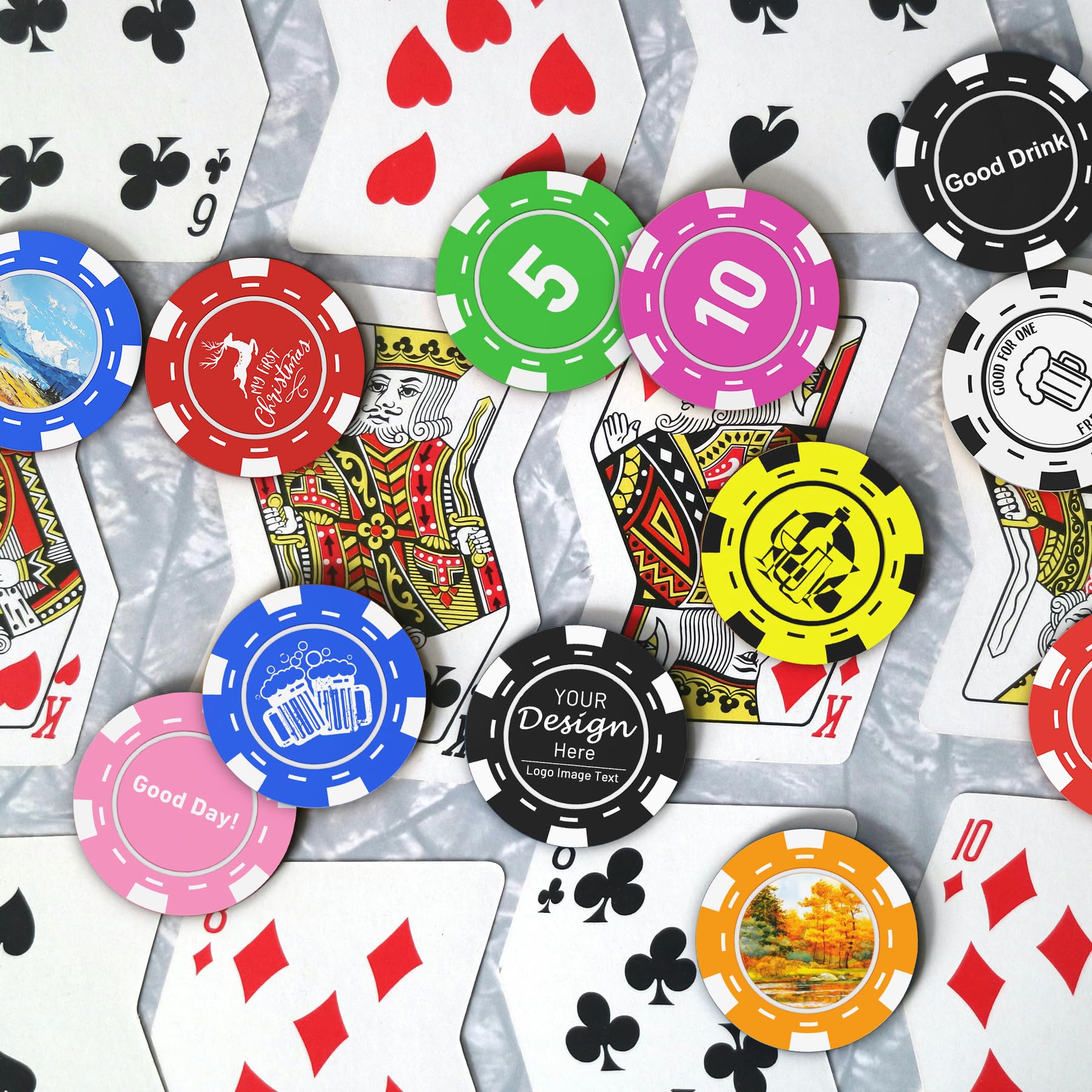 Lot de 100 jetons de poker personnalisés AutoCadeau 9 couleurs – Image 4