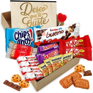 Coffret cadeau personnalisé Kinder Bueno avec 17 chocolats et carte