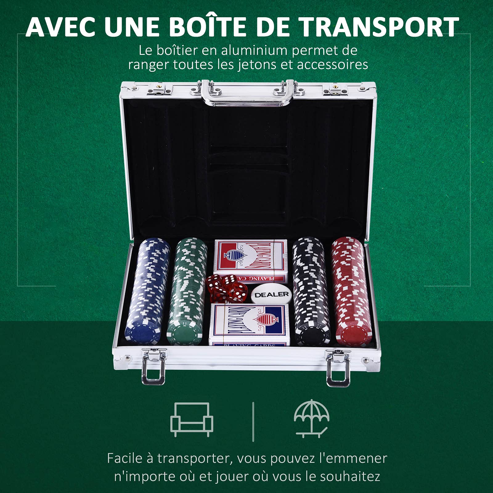 Mallette de Poker AutoCadeau Coffret Complet 200 Jetons Aluminium – Image 3
